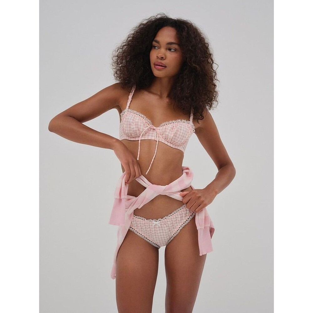 For Love & Lemons Pink Petal Gingham Panty | S |  NWT - Picture 5 of 10